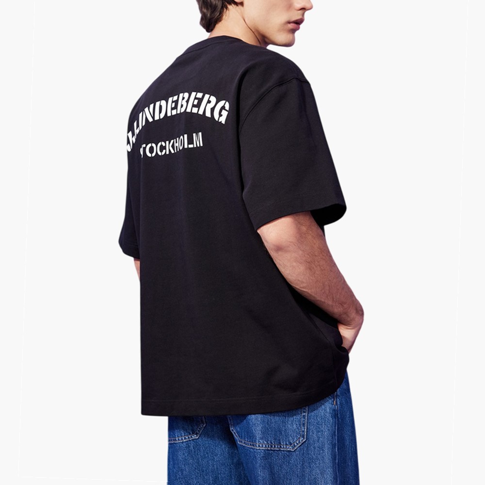 【J.LINDEBERG】厚磅Logo短袖上衣-JL黑-S