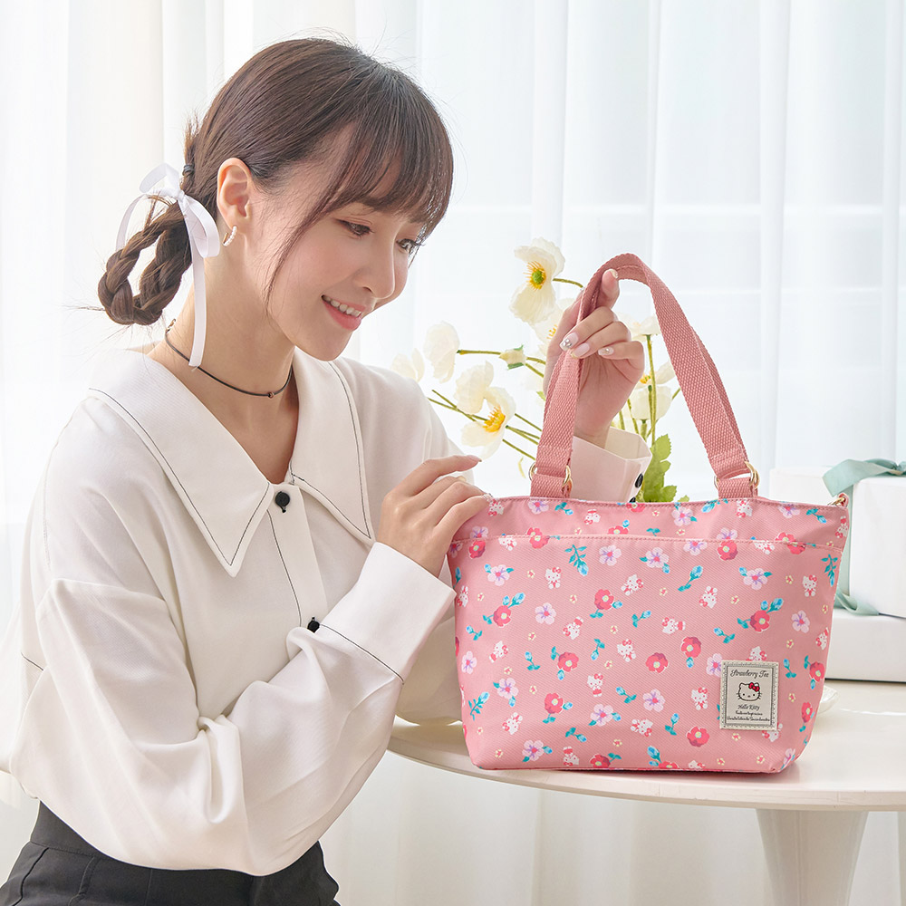 【kiki STUDIO】Hello Kitty-花園午茶-兩用手提包-珊瑚粉