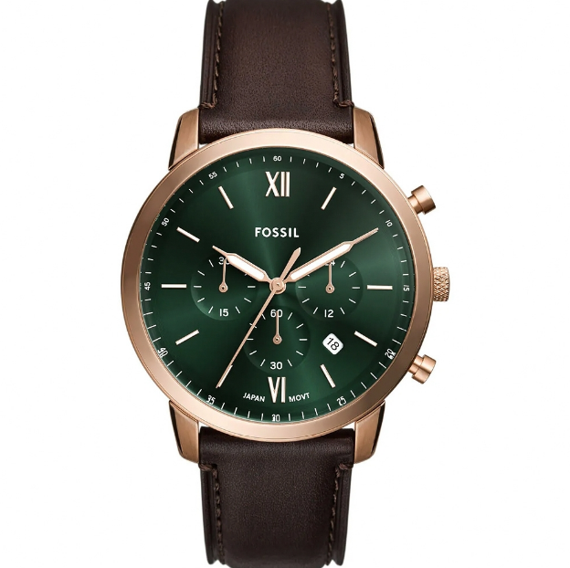 *【ERICA】FOSSIL Neutra 雅仕三眼計時手錶 棕色真皮錶帶
