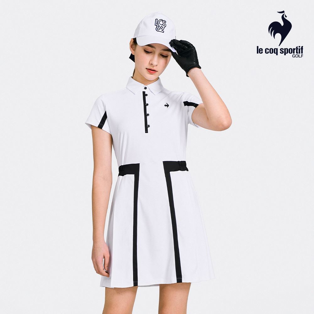 【LE COQ SPORTIF GOLF】修身型白色連身裙洋裝-M