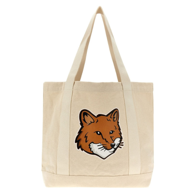 【DT】MAISON KITSUNE 白色變化狐狸頭LOGO托特包