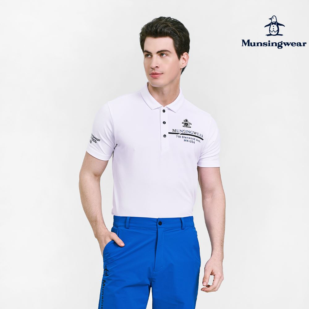 【Munsingwear】吸濕排汗抗UV短袖POLO衫-白色-LL