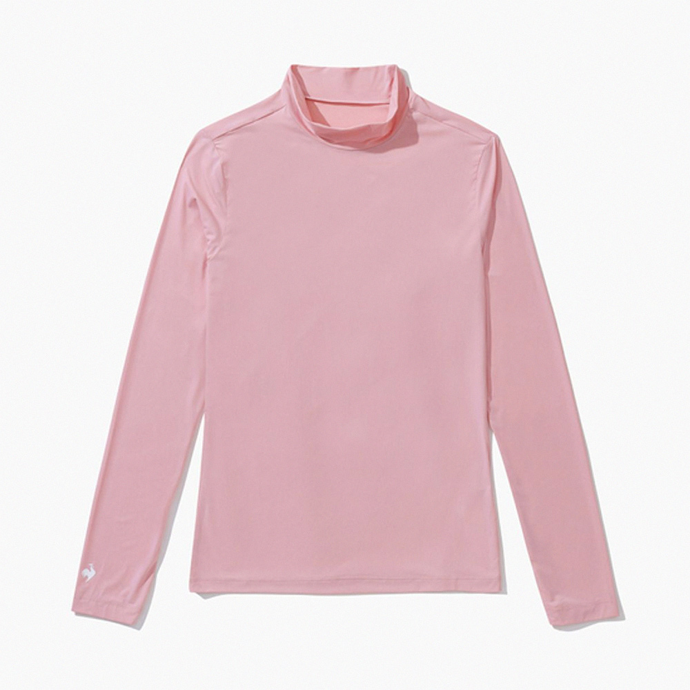 【LE COQ SPORTIF GOLF】女款粉色微高領設計透氣舒適彈性佳內搭衣-XS