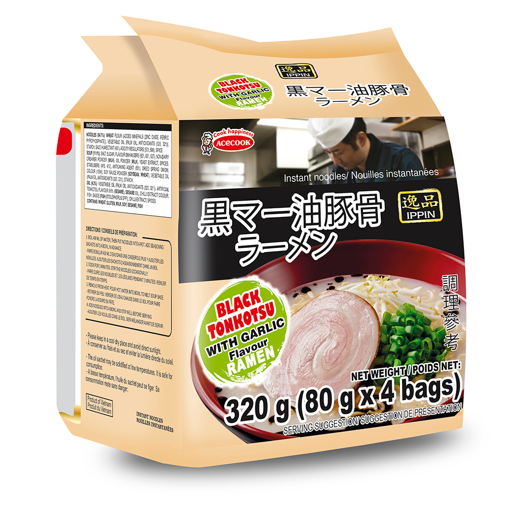 【超市點點好物】ACECOOK 蒜香豚骨四入袋麵
