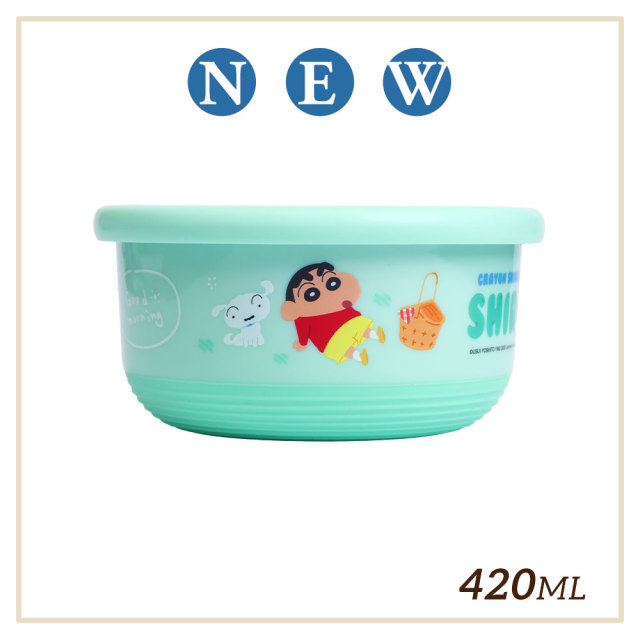 【HOUSUXI】不鏽鋼雙層隔熱碗420ml-蠟筆小新