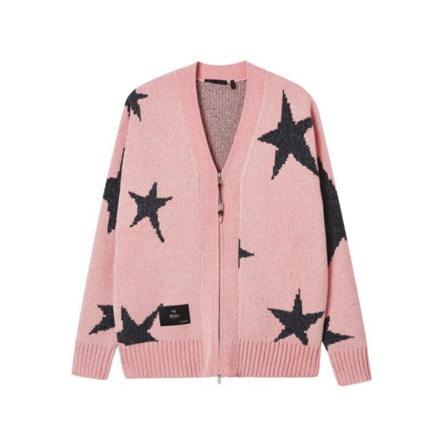 【超型穿搭提案國際男人節】IZZUE-冬男款撞色星星圖案V領針織外套