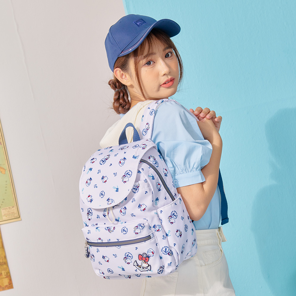 【kiki STUDIO】Hello Kitty 皇家航海-翻蓋後背包-白