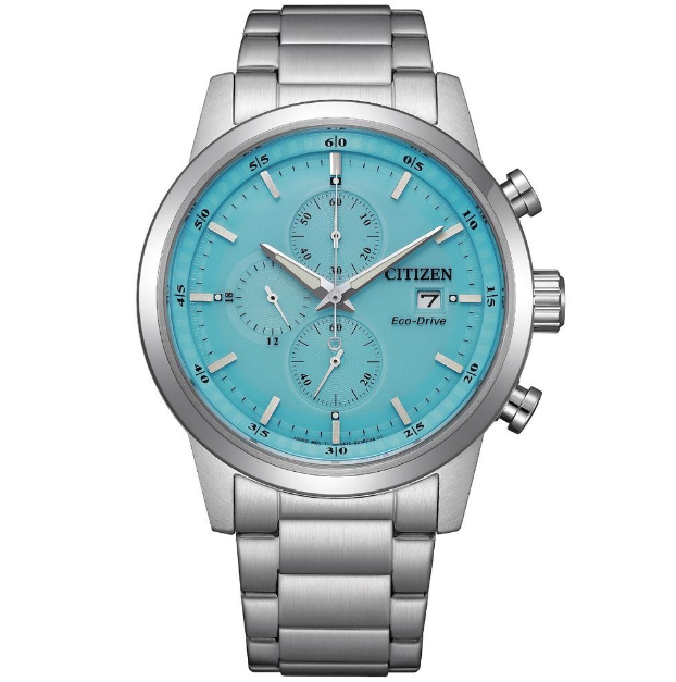 *【ERICA】CITIZEN GENTS 光動能三眼計時腕錶 43MM(藍面)