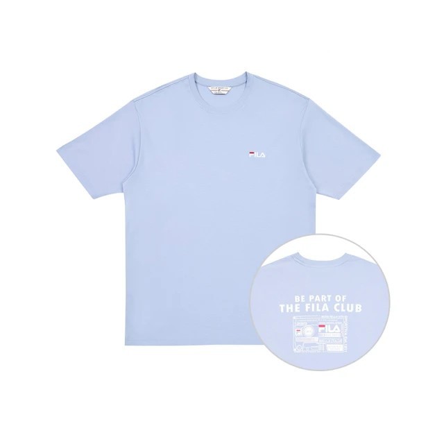 【點亮夏日穿搭】FILA 短袖圓領T恤-灰藍