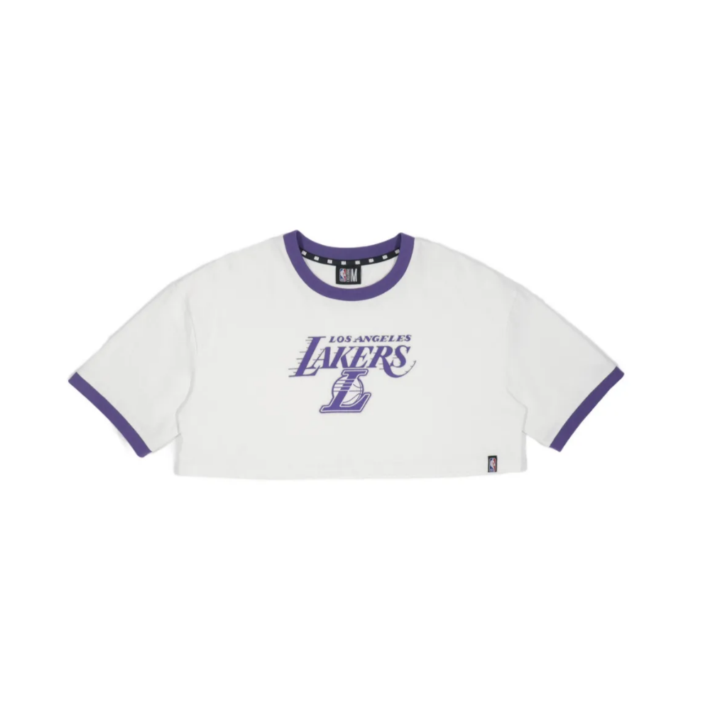 NBA 湖人LAL女款短版T (白)-S