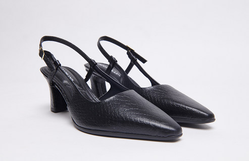 【be;eza】Macy Slingback 時尚女伶中跟鞋 黑色-36