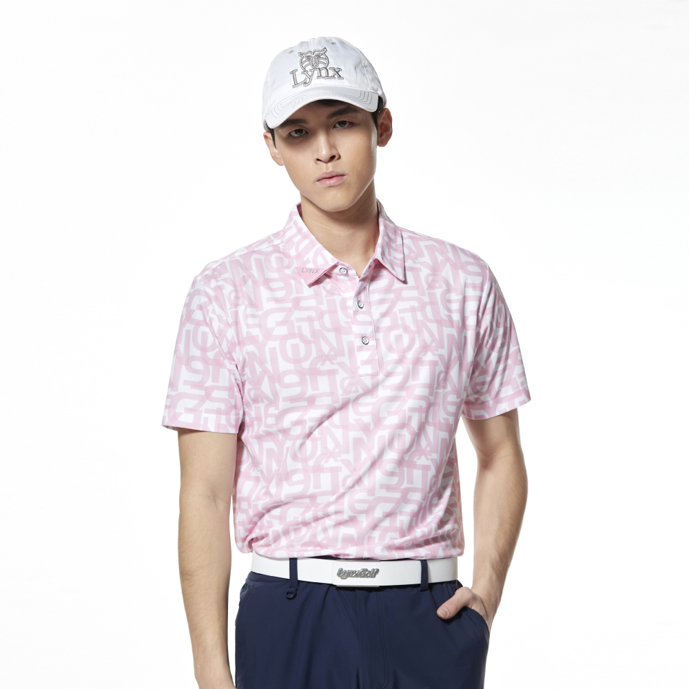 【Lynx Golf】吸排抗UV涼感剪裁配布橫條印花開杈POLO衫(男)-M