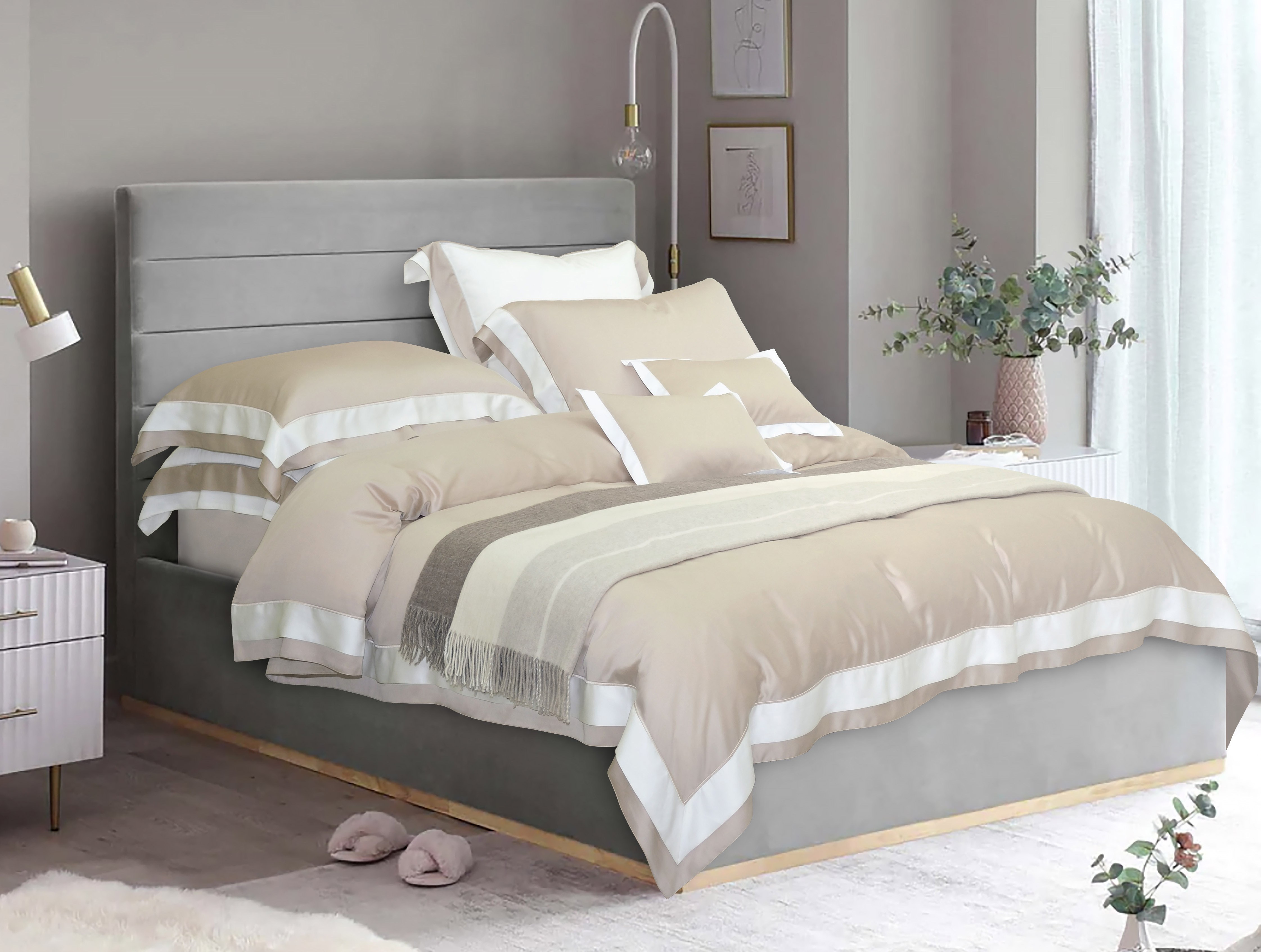 【台中店-elegante】100%奧地利天絲雙人四件式床組-奶茶棕