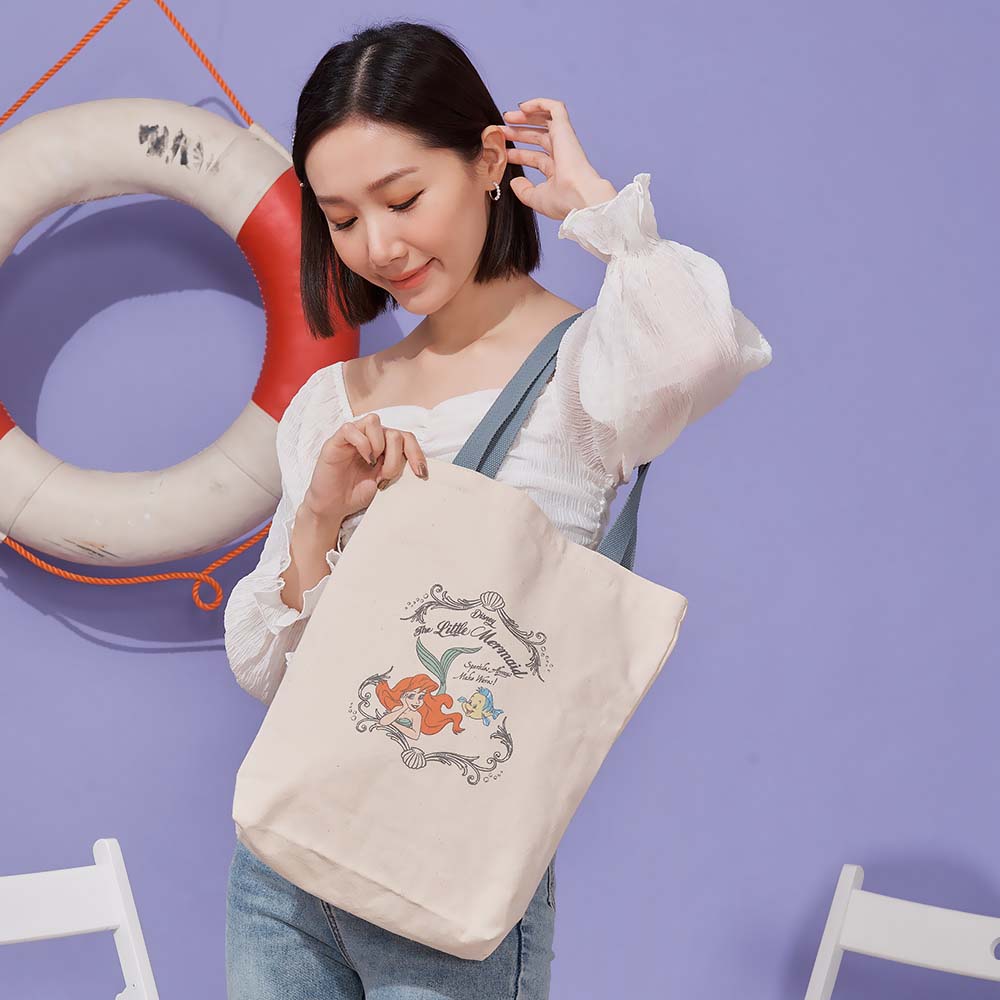 【kiki STUDIO】小美人魚-帆布肩背包-米