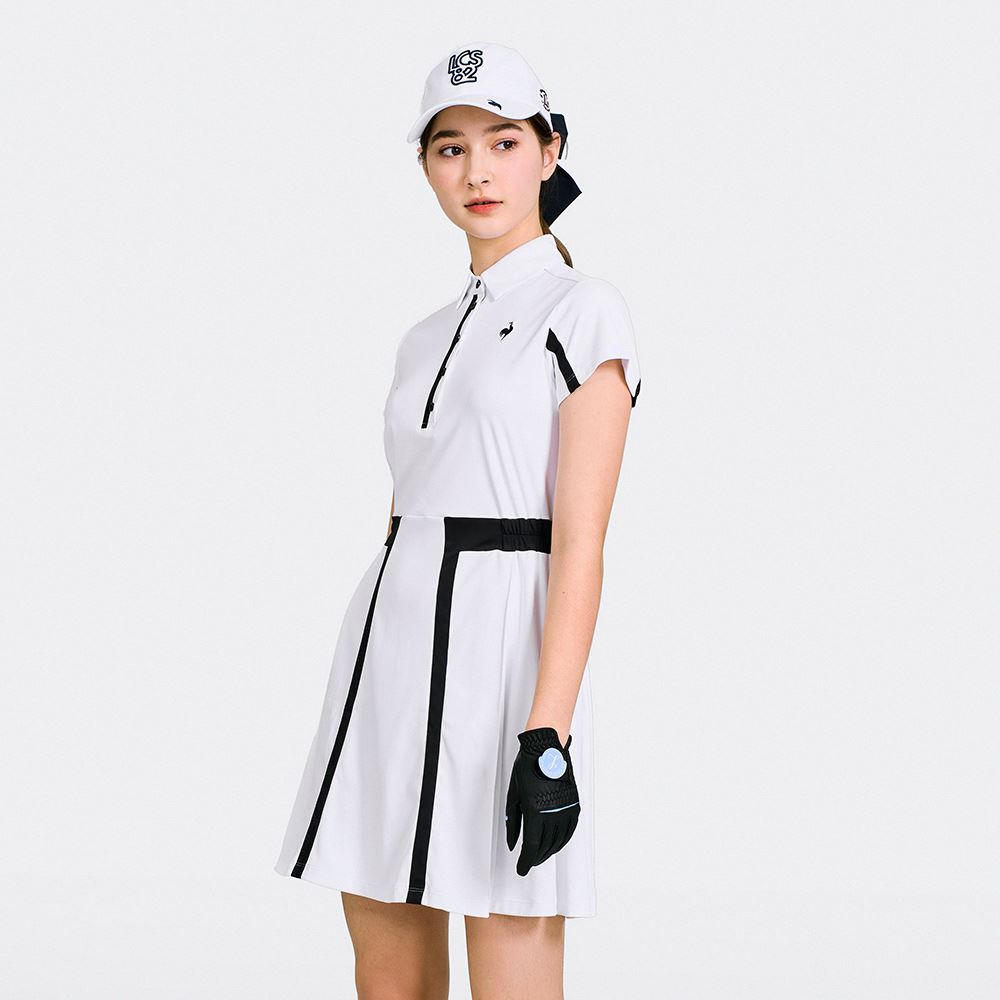 【LE COQ SPORTIF GOLF】修身型白色連身裙洋裝-L