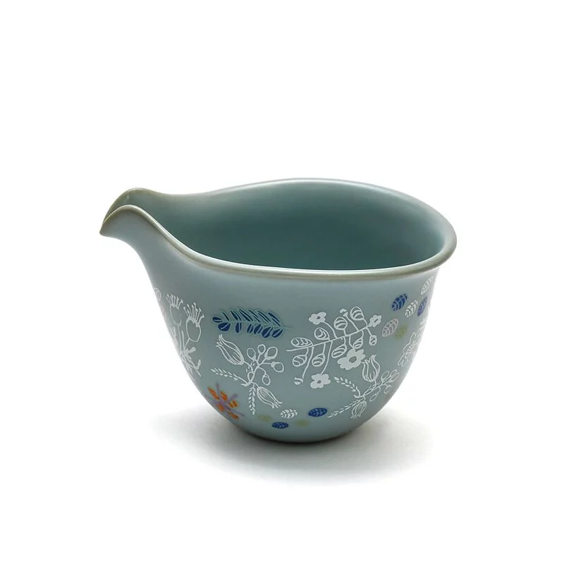 【中港陶作坊】懷汝扁茶海-粉青(貼花)