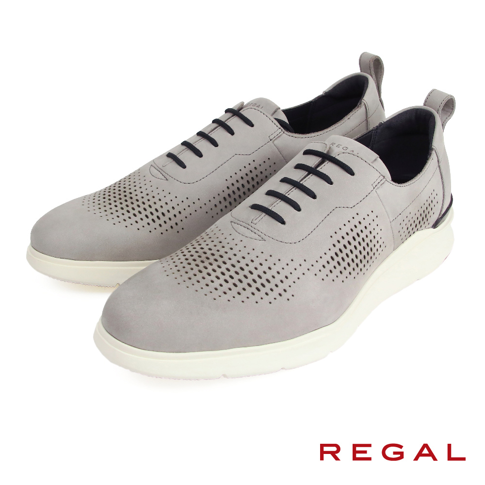 【REGAL】文青風格多孔透氣休閒鞋 灰色-US5(24cm)