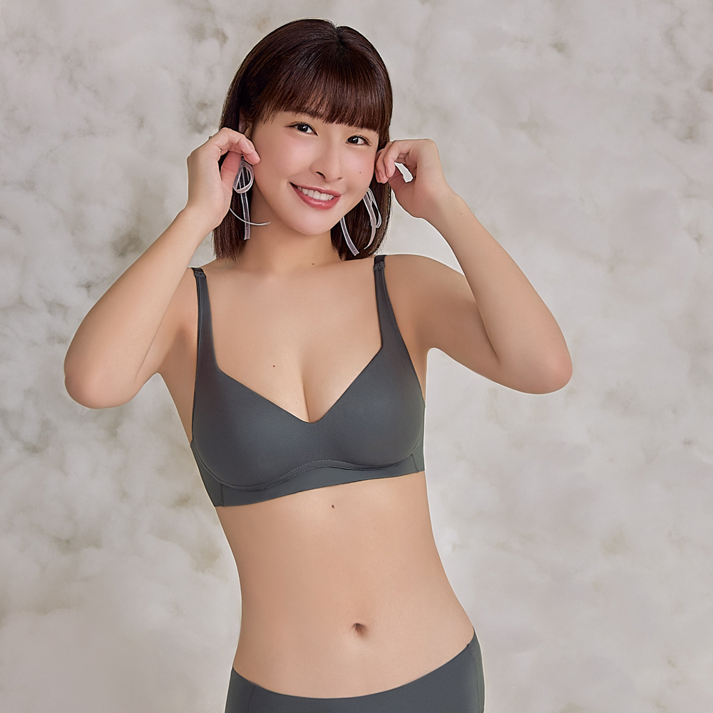 【瑪登瑪朵】QQ雲 無鋼圈紓壓無痕內衣-鐵石灰,E70