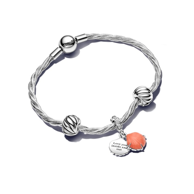 珊瑚色貝殼吊飾扭紋蛇鏈