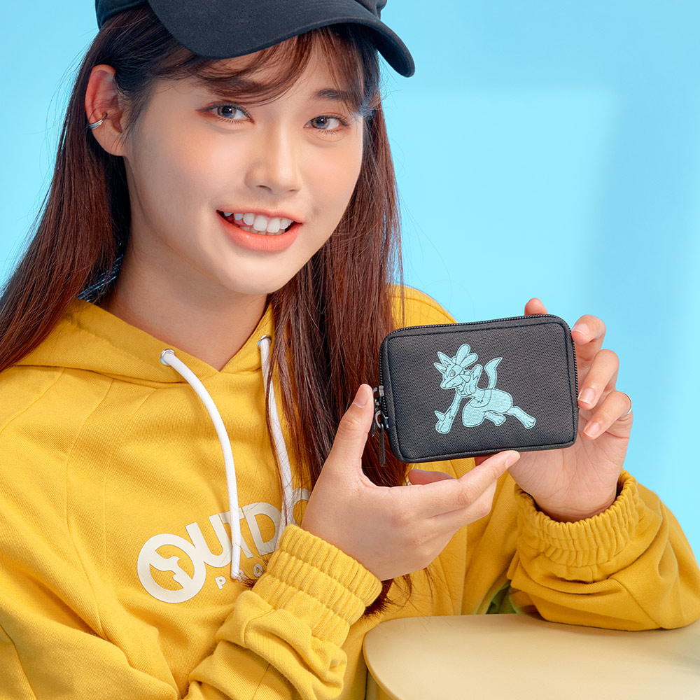 【OUTDOOR】寶可夢Pokemon-幻彩路卡利歐零錢包-黑色
