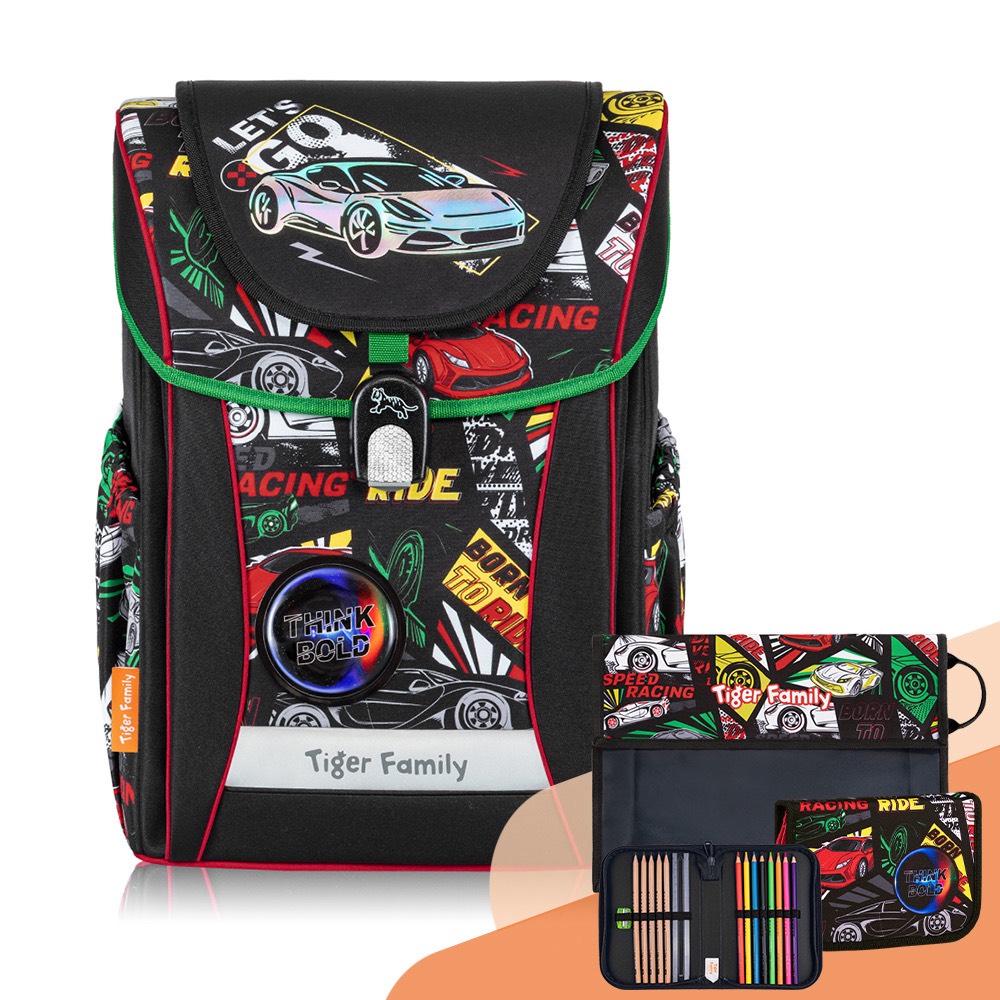 【Tiger Family台中店】學院風超輕量護脊書包Pro 2S-賽車風暴