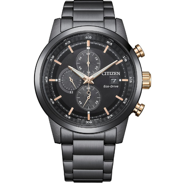 *【ERICA】CITIZEN GENTS 光動能三眼計時腕錶 43MM(黑面)