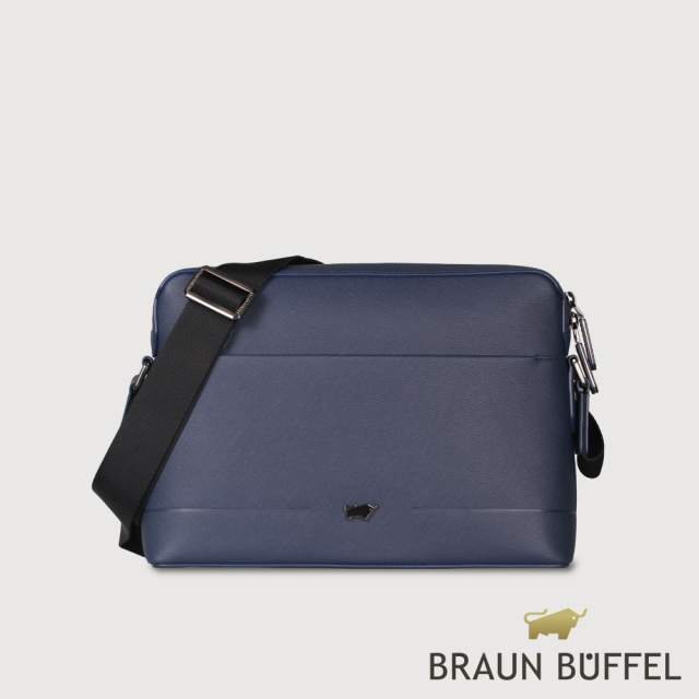 【黑五出遊必備清單】BRAUN BUFFEL- 格瑞克-E系列 橫式斜背包-深藍