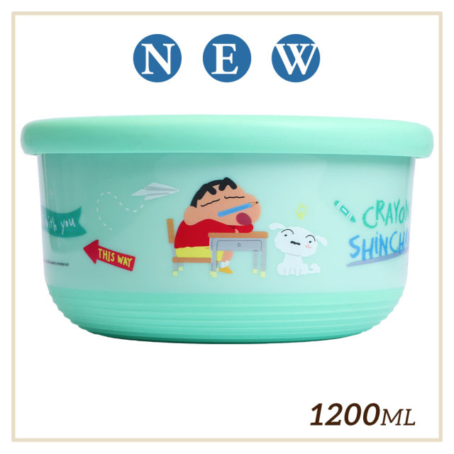 【HOUSUXI】蠟筆小新-不鏽鋼雙層隔熱碗1200ml