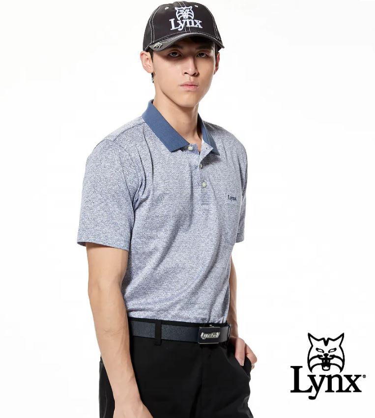 【Lynx】絲光綿緹花胸袋短袖POLO衫-LL