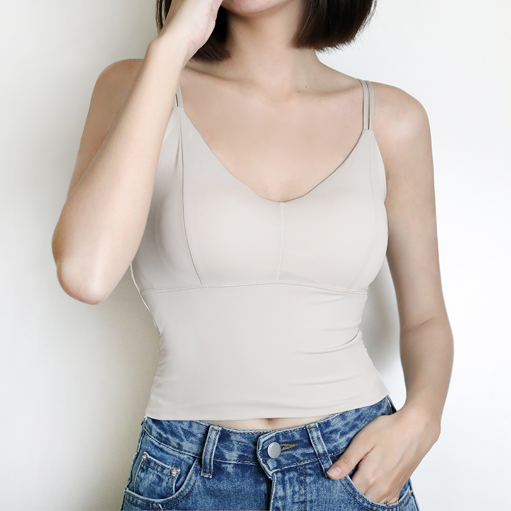 交叉美背Bra Top-杏