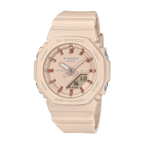 *【ERICA】CASIO G-SHOCK WOMEN 八角雙顯腕錶 (粉米)