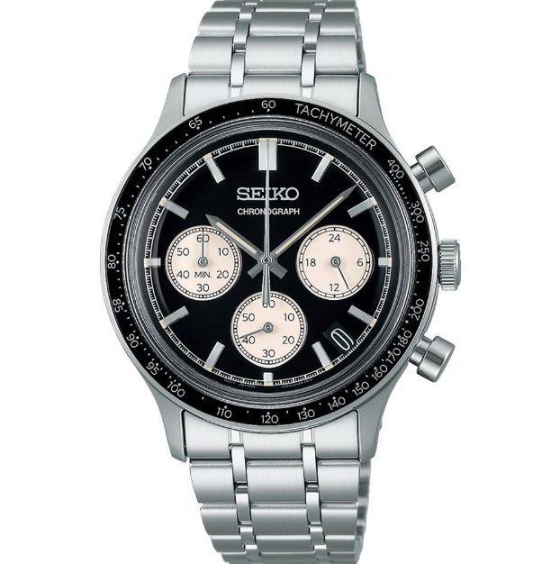 *【ERICA】SEIKO 運動三眼計時手錶 38.7MM (黑)