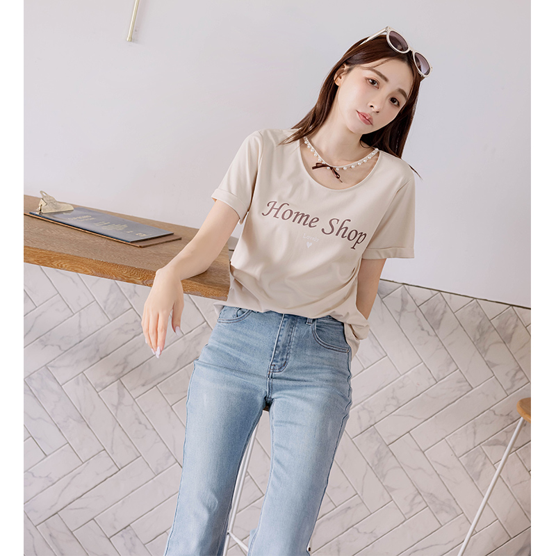 【HOME SHOP】品牌珍珠鍊上衣 杏色