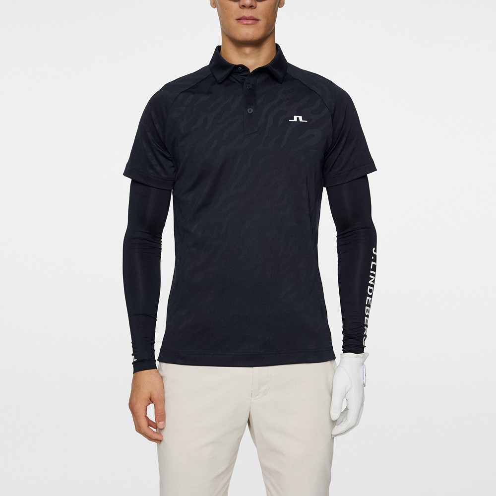 【J.LINDEBERG】虎紋緹花網眼Polo-JL Navy-L