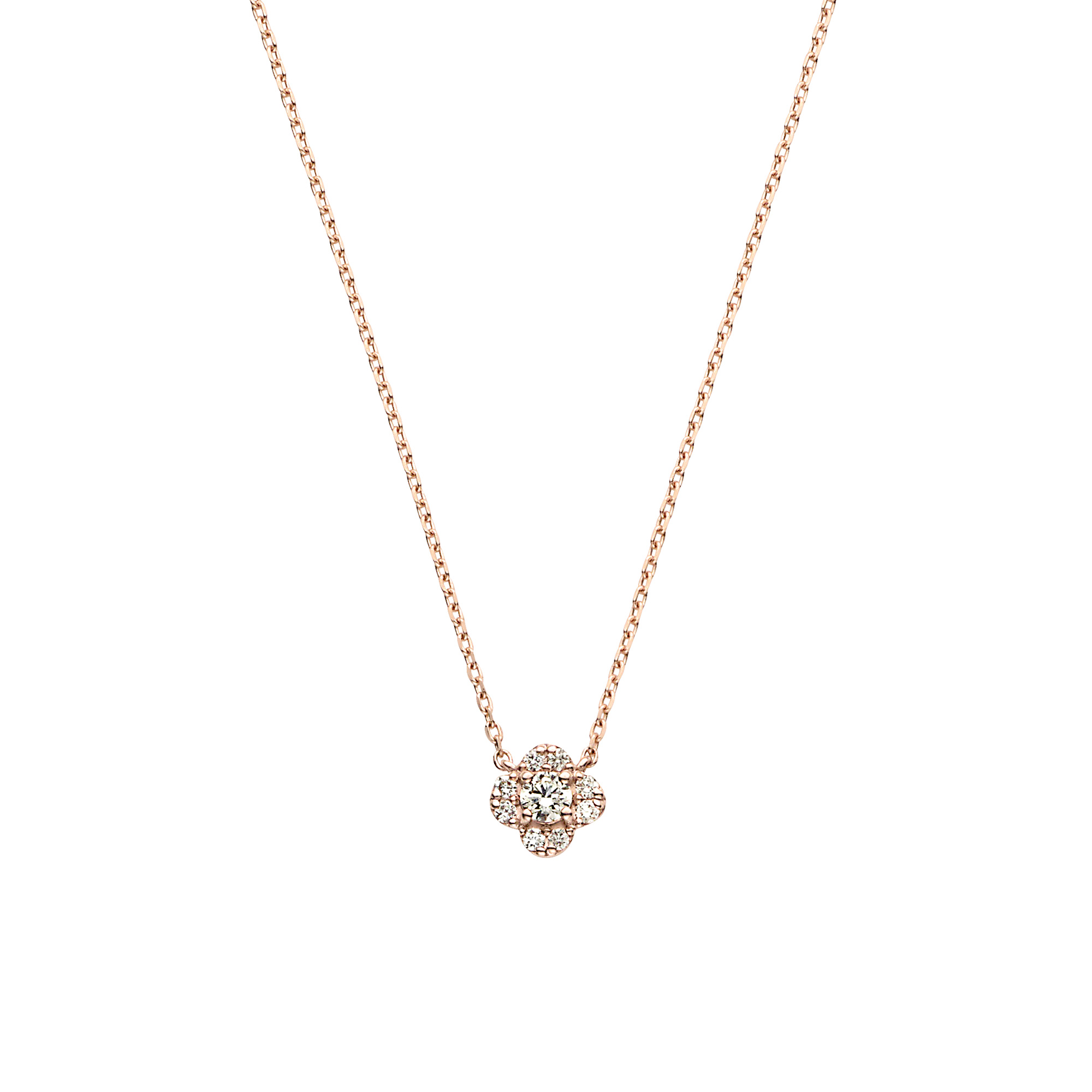 *【va vendome aoyama】18K玫瑰金花朵鑽石項鍊