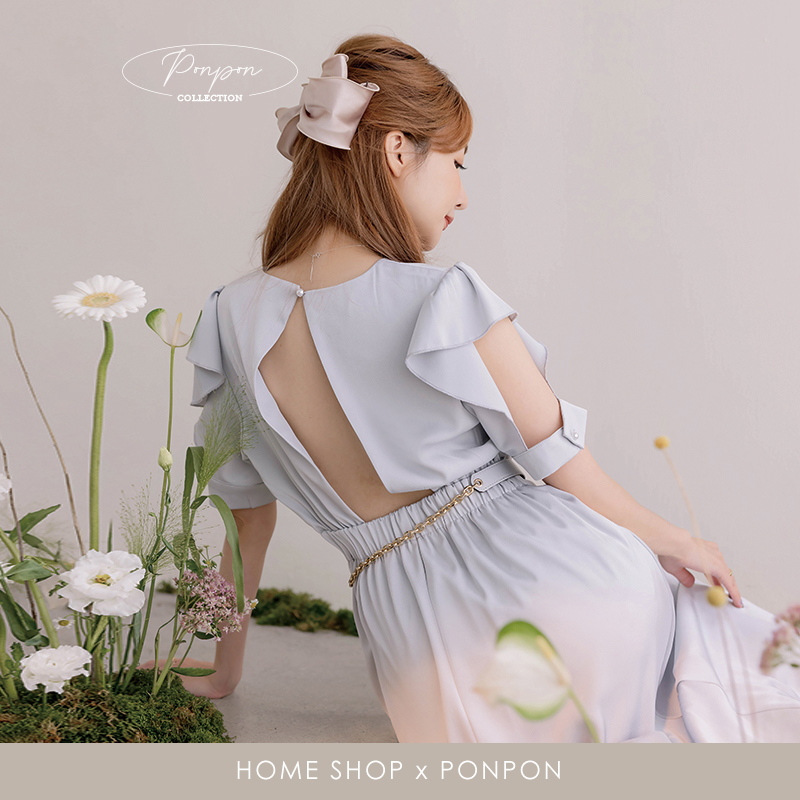 【HOME SHOP】華麗的午夜長洋裝 質感灰藍-L