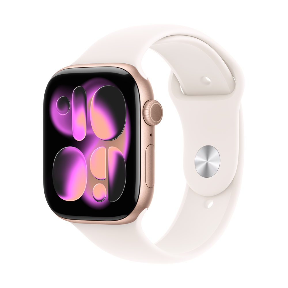 AppleWatchS1146mm玫瑰金鋁金淡胭粉運動錶帶S/M MEV64＋殼