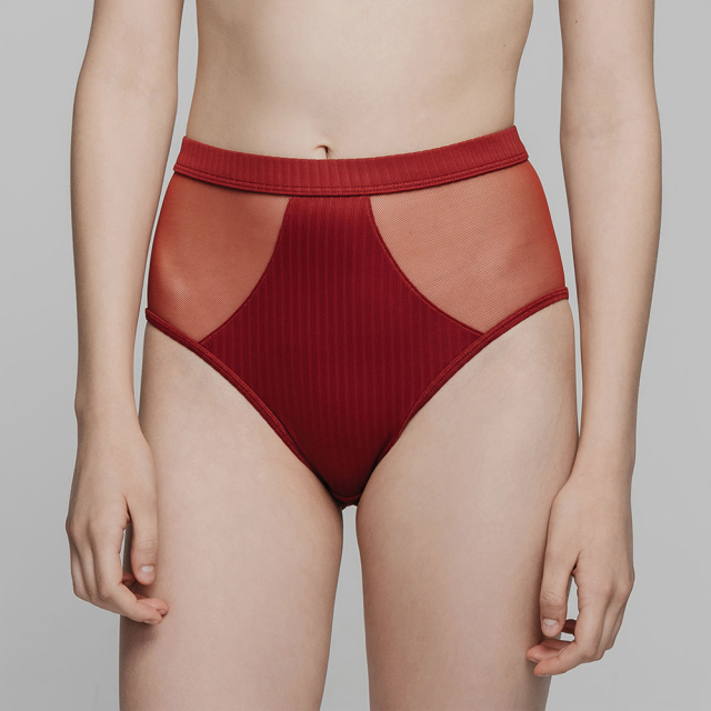 Maya Panty 高腰紗網拼接內褲 紅