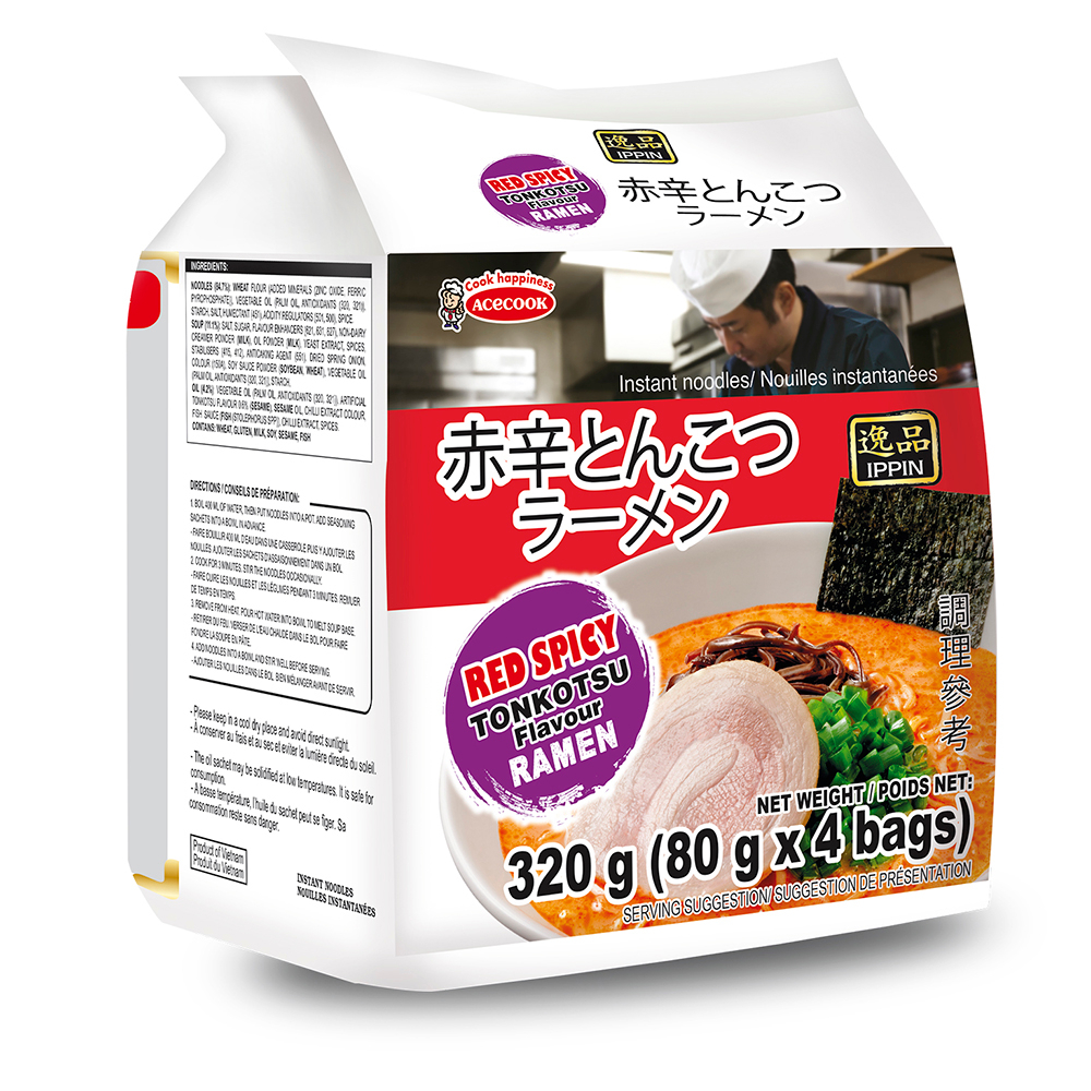 【超市點點好物】ACECOOK辛辣豚骨四入袋麵
