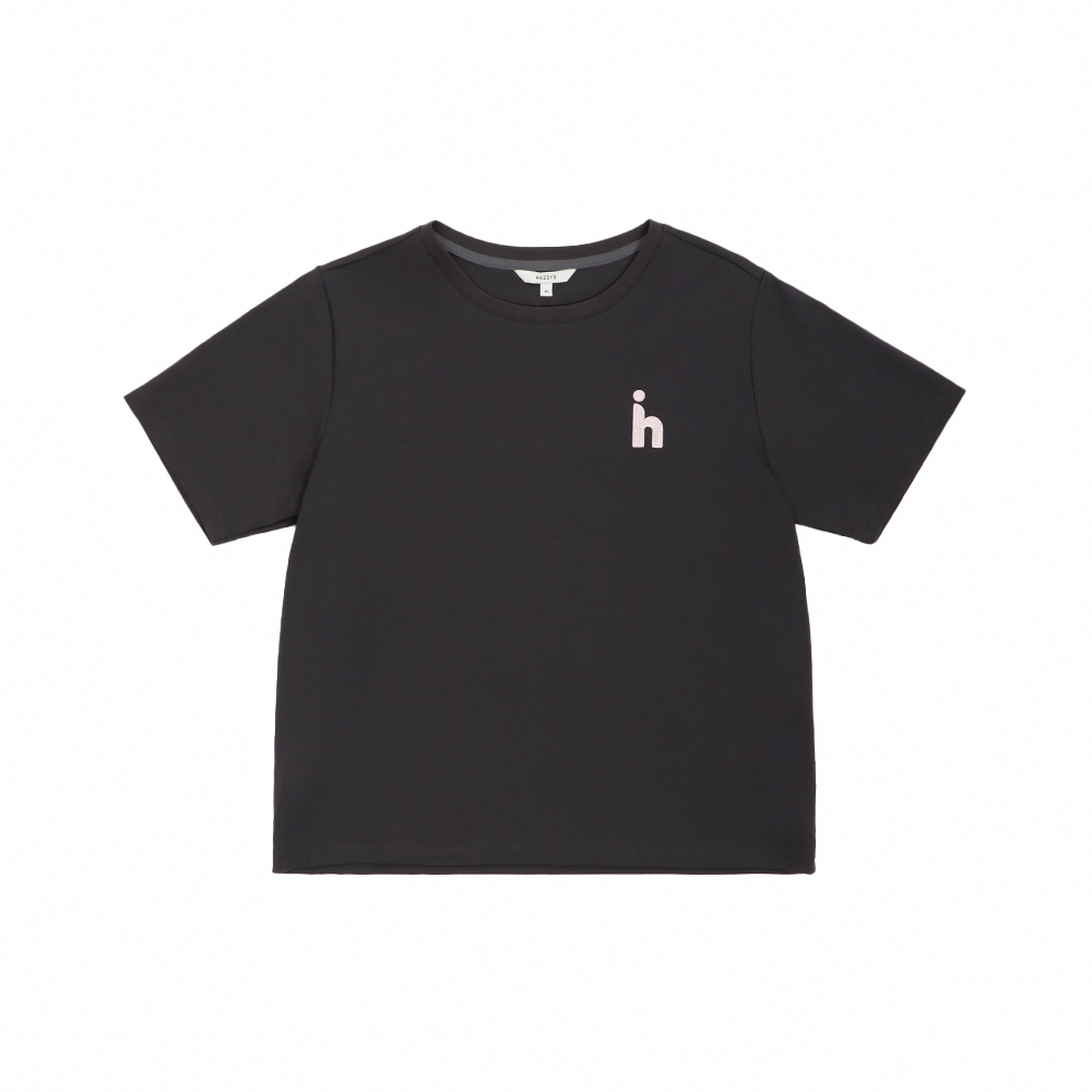 【HAZZYS】女款深灰色高品質棉感面料舒適簡約女生圓領短袖T-shirt-L