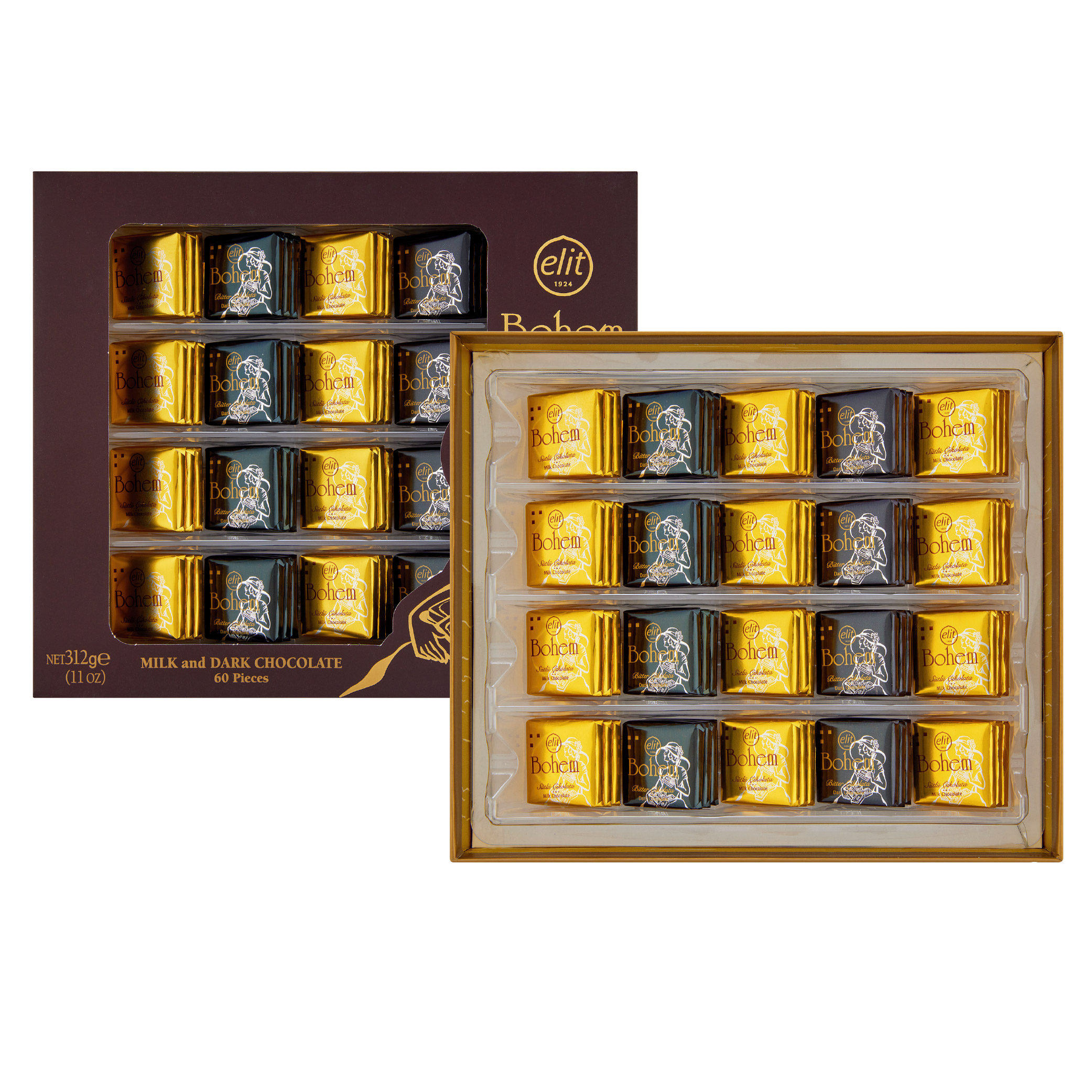 土耳其 Elit Bohem 牛奶&黑巧克力方片禮盒