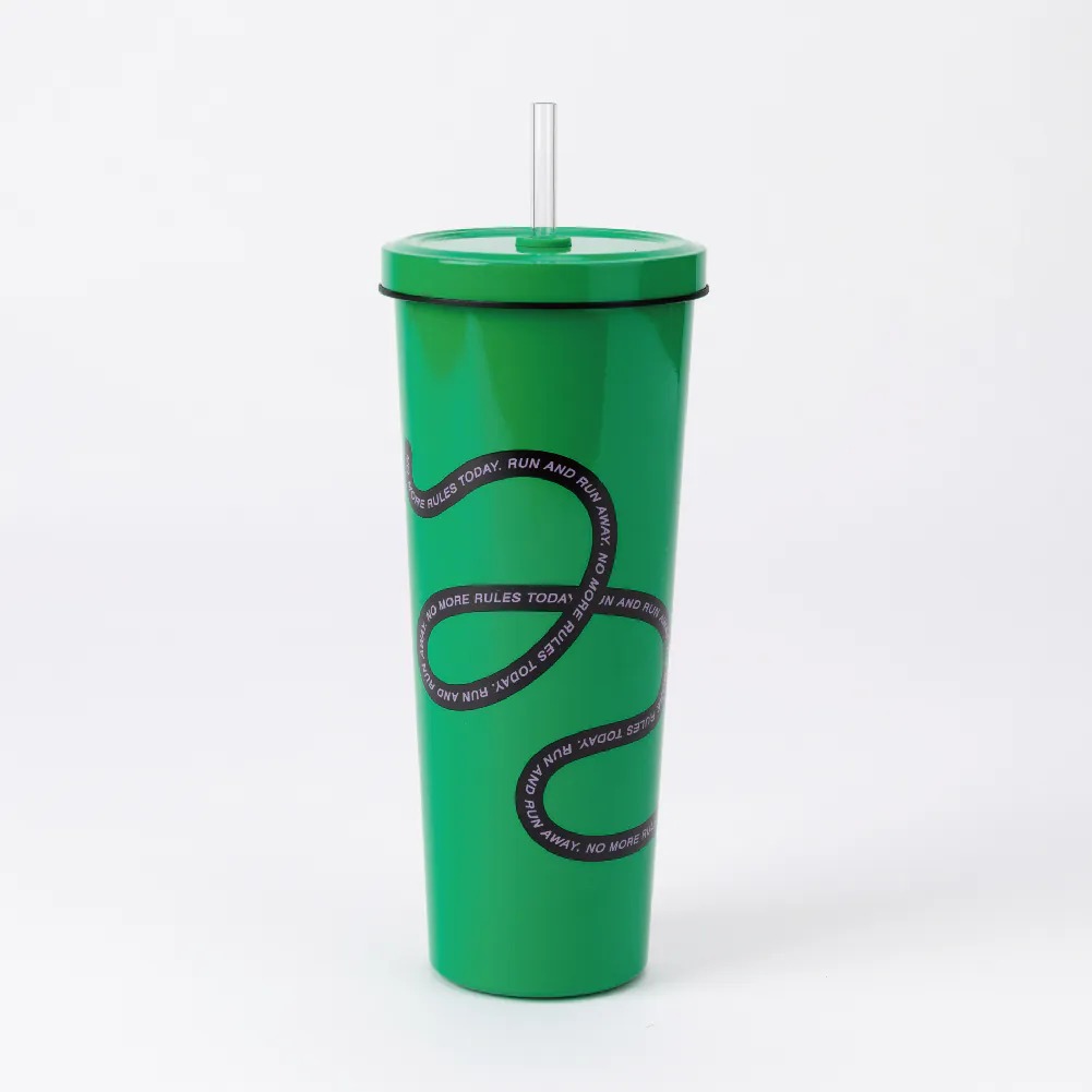 【Oolab】甜酷調色盤系列 陶瓷易潔層吸管杯850ml-奔放旋律